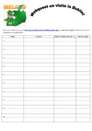 English Worksheet: webquest on visiting Dublin