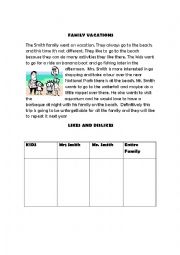 English Worksheet: family vacations