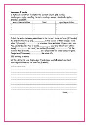English Worksheet: 8th form end of term test 2 part 2