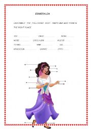 English Worksheet: ESMERALDA     BODY PARTS.