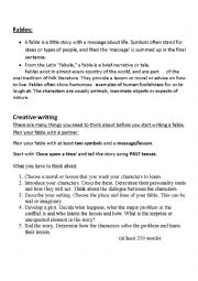 English Worksheet: Creative writing - Writing a fable