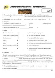 English Worksheet: Listening Comprehension - Deforestation (link + script)