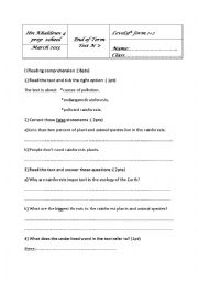 English Worksheet: end of term test n 2  9th form