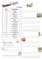 English Worksheet: tv schedule