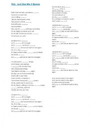 English Worksheet: SONG- Pink 