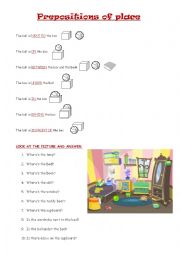 English Worksheet: Prepositions of place