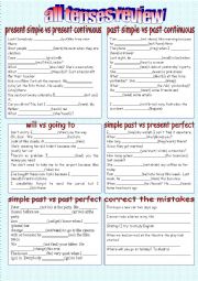 English Worksheet: Tenses review