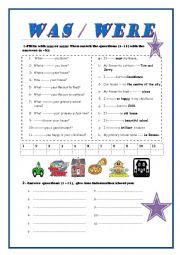 English Worksheet: was/were