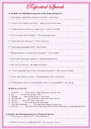 English Worksheet: Reported Speech