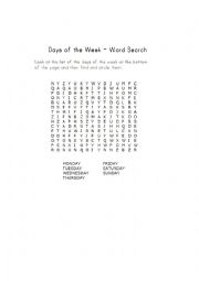 English Worksheet: Days of the week