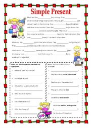 English Worksheet: Simple Present (all forms)