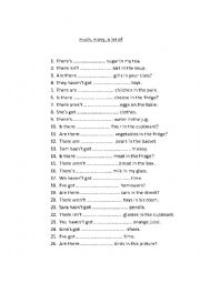 English Worksheet: much, many, a lot of