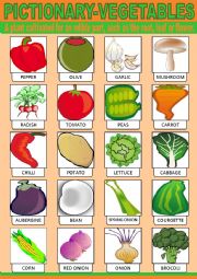 English Worksheet: Vegetables Pictionary