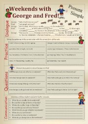 English Worksheet: PRESENT SIMPLE Worksheet about Weekends