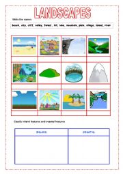 English Worksheet: Landscapes