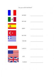 English Worksheet: Countries and Nationalities