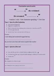 English Worksheet: Punctuating Speech in Writing
