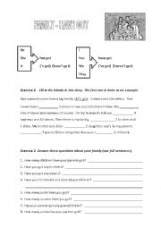 English Worksheet: Family - Have got