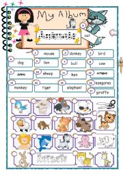 English Worksheet: My Album - Animals