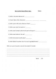 English Worksheet: Back to the Future Movie Quiz