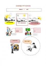 English Worksheet: Greetings and Farewells for kids