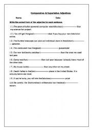 English Worksheet: comparative and superlative exercise