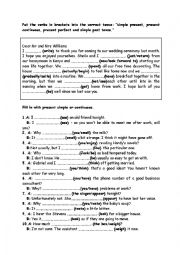 English Worksheet: simple present , present continuous, present perfect, simple past