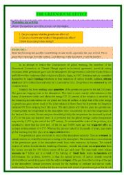 English Worksheet: GREENHOUSE EFFECT - reading comprehension + writing and speaking