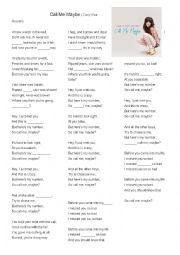 English Worksheet:                    Call Me Maybe ( Carly Rae Jepsen) 