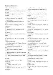 English Worksheet: reported speech