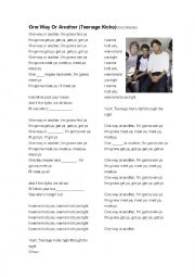 English Worksheet: One way or another - One direction