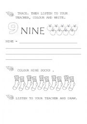 English Worksheet: number 9 