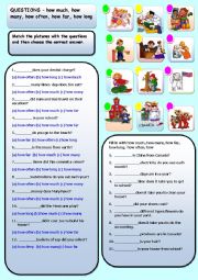 English Worksheet: HOW MUCH, HOW MANY, HOW FAR, HOW LONG