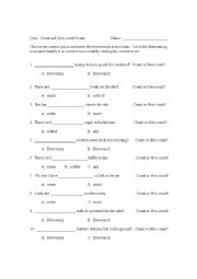 English Worksheet: Quiz on Count and Non-count Nouns (with key)