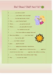 English Worksheet: DO? DOES? DID? IS? ARE?