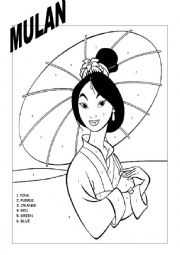 MULAN COLOURING PAGE