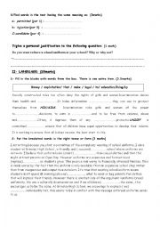 English Worksheet: 2nd year end term test 2