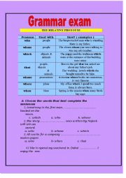 English Worksheet: relative pronouns