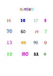 Numbers and colours