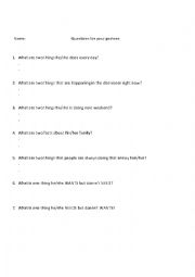English Worksheet: Present Continuous Partnered Survey Questionnaire