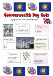 English Worksheet: COMMONWEALTH DAY - 11th March 2013 - a quiz