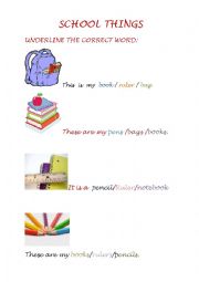 English Worksheet: School things