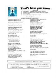English Worksheet: SONG: Thats how you know - Movie Enchanted