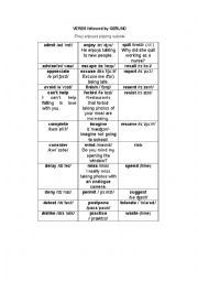 English Worksheet: Verbs followed by gerund