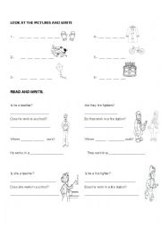 English Worksheet: Basic test of verb be, do does and can