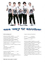 English Worksheet: one direction one way or another 