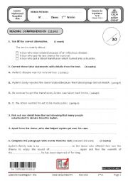 english test second term first form tunisian schools