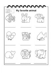English Worksheet: My favorite animals