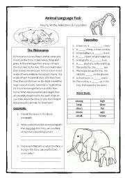 English Worksheet: Animal Language Task