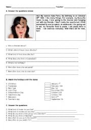 English Worksheet: KATE PERRY